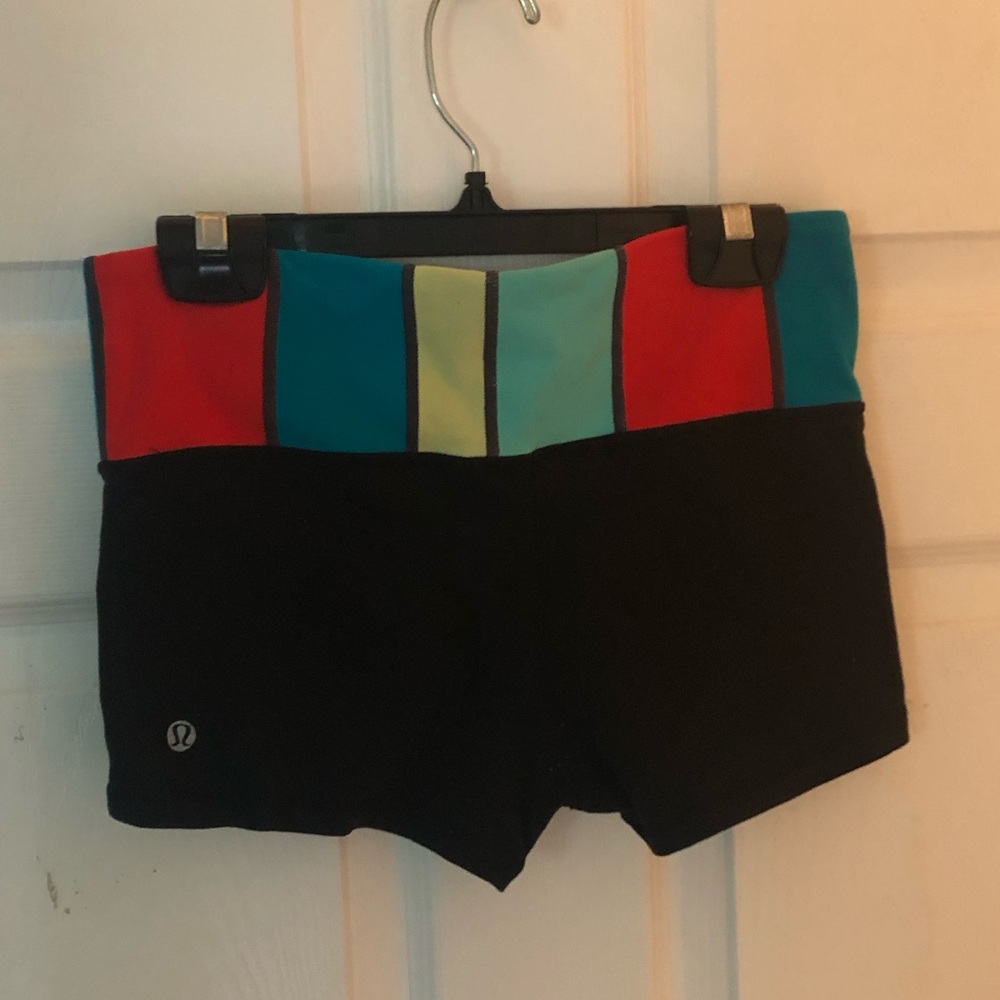 Lululemon Boogie Shorts a distinctive multicolor, color-blocked waistband